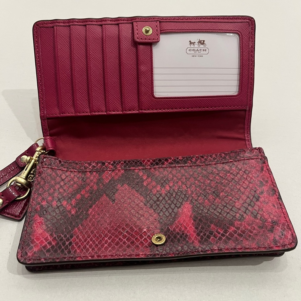 Coach Fuchsia Snakeskin Wallet - Picture 5 of 10